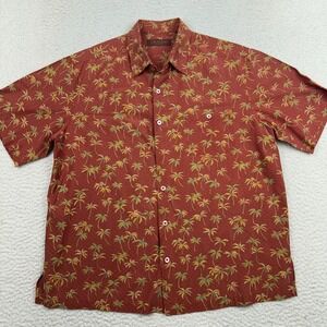 Tori Richard‎ Hawaiian Shirt Mens XL Floral Palm Tree Button Up *Missing Button